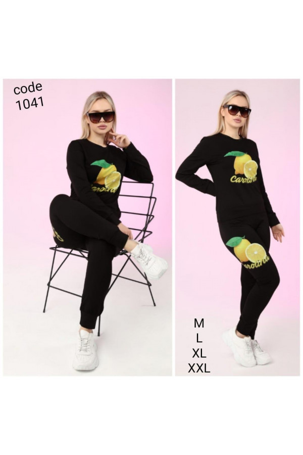 Kadın 2li Pamuklu Kumaş Baskılı Siyah Renk Eşofman Takımı Kadın 2li Pamuklu Kumaş Baskılı Siyah Renk Eşofman Takımı