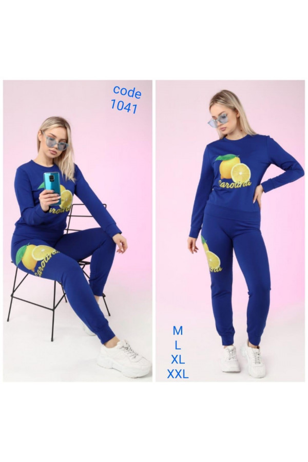 Kadın 2li Pamuklu Kumaş Baskılı Lacivert Renk Eşofman Takımı Kadın 2li Pamuklu Kumaş Baskılı Lacivert Renk Eşofman Takımı