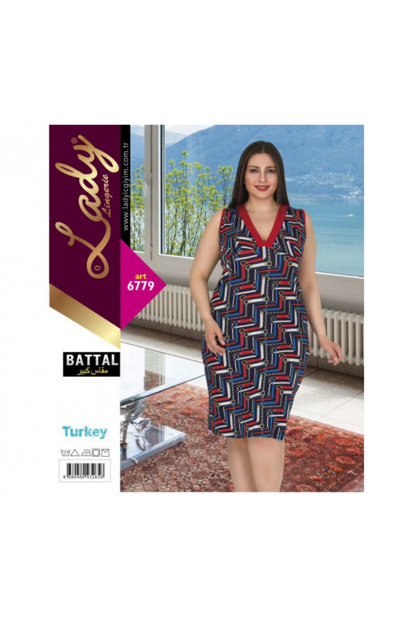 Lady 6779 Pijama Battal Büyük Beden Tunik Gecelik 2XL - 3XL - 4XL