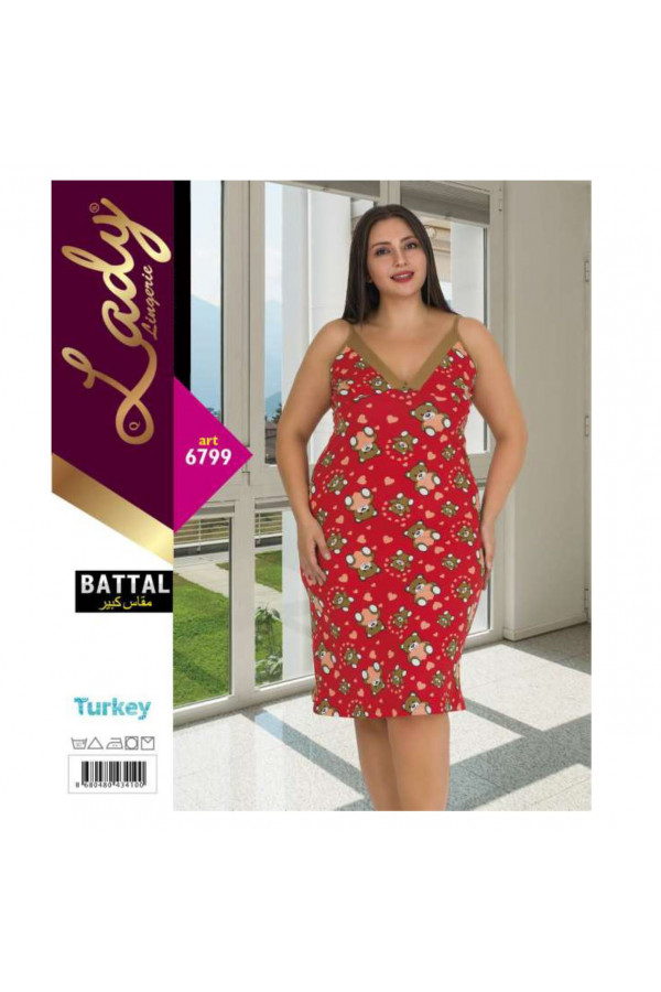 Lady 6799 Battal Boy Büyük Beden İp Askılı Tunik Gecelik  2XL - 3XL - 4XL Lady 6799 Battal Boy Büyük Beden İp Askılı Tunik Gecelik  2XL - 3XL - 4XL