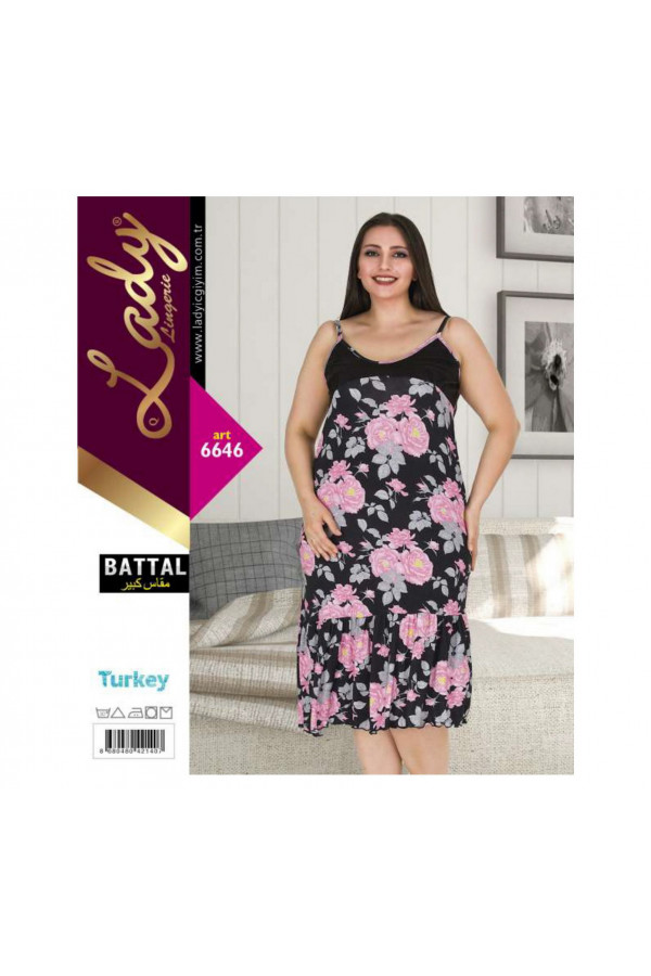 Lady Pijama Battal Büyük Beden Tunik Gecelik ART 6646 2XL - 3XL - 4XL