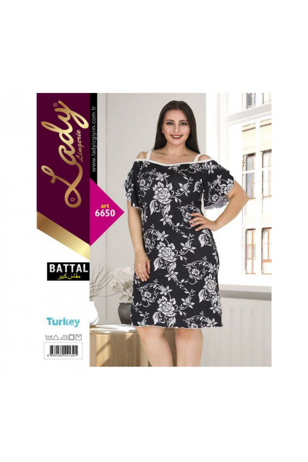Lady Pijama Battal Büyük Beden Tunik Gecelik ART 6650 2XL - 3XL - 4XL