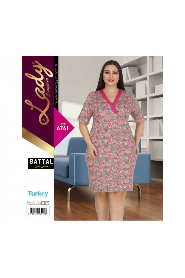 Lady Pijama Battal Büyük Beden Tunik Gecelik ART 6761 2XL - 3XL - 4XL