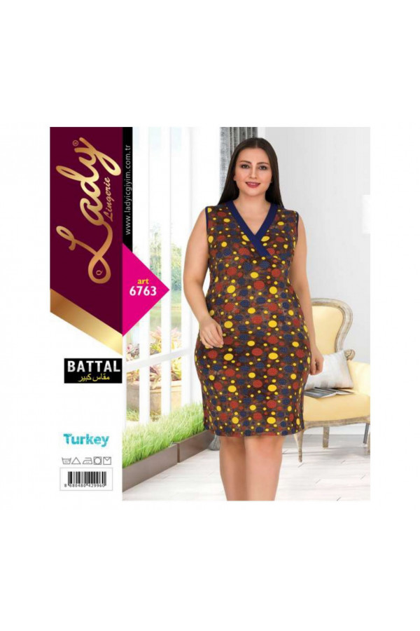 Lady Pijama Battal Büyük Beden Tunik Gecelik ART 6763 2XL - 3XL - 4XL