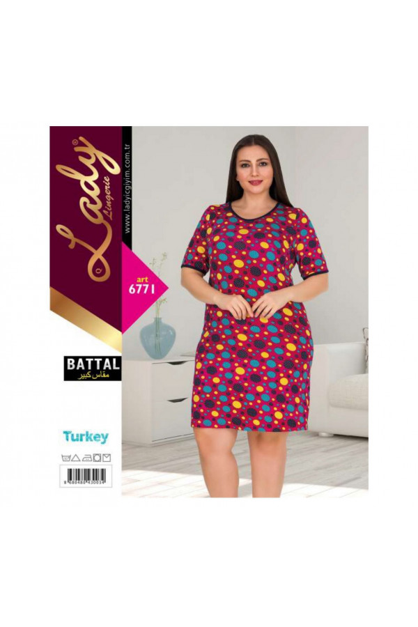 Lady Pijama Battal Büyük Beden Tunik Gecelik ART 6771 2XL - 3XL - 4XL