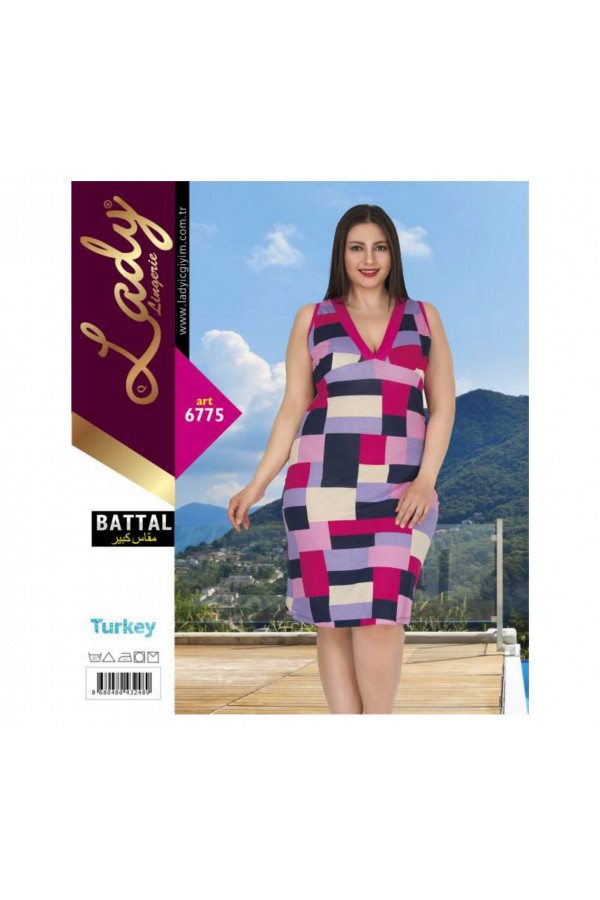 Lady Pijama Battal Büyük Beden Tunik Gecelik ART 6775 2XL - 3XL - 4XL