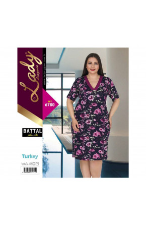 Lady Pijama Battal Büyük Beden Tunik Gecelik ART 6780 2XL - 3XL - 4XL