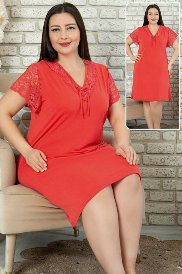 Jenika 45466 Battal Kırmızı Renk Tunik - Jenika  Büyük Beden Gecelik