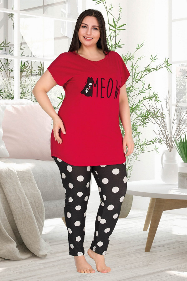 Lady 10760 Battal Boy Büyük Beden Kısa Kol Pijama Takımı