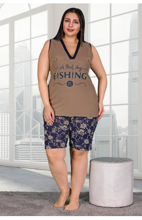 Lady 10308 Büyük Beden Battal Boy Şortlu Pijama Takım 2020 Sezonu - 2XL - 3XL - 4XL Beden Seçenekli Lady 10308 Büyük Beden Battal Boy Şortlu Pijama Takım 2020 Sezonu - 2XL - 3XL - 4XL Beden Seçenekli