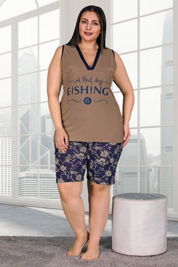 Lady 10308 Büyük Beden Battal Boy Şortlu Pijama Takım 2020 Sezonu - 2XL - 3XL - 4XL Beden Seçenekli Lady 10308 Büyük Beden Battal Boy Şortlu Pijama Takım 2020 Sezonu - 2XL - 3XL - 4XL Beden Seçenekli