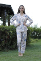 Kadın Bej Renk Tuba 250 Pamuklu Önden Düğmeli Pijama Takımı