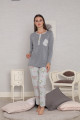 Bayan Pijama Takımı Tuba 297 - Gri ve Pembe Renk Pamuklu Kışlık Örme Kumaş