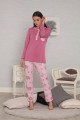 Bayan Pijama Takımı Tuba 297 - Gri ve Pembe Renk Pamuklu Kışlık Örme Kumaş