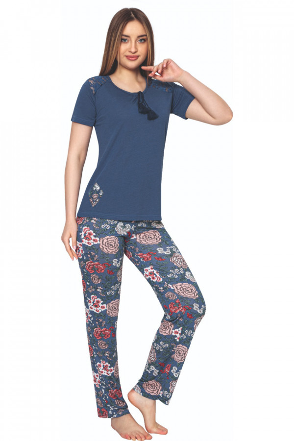 Kadın Lacivert Renkli  Kadın Kısa Kol Pijama Takımı - Erdeniz 0231 Bayan Kısa Kollu Penye Pijama Takımı Kadın Lacivert Renkli  Kadın Kısa Kol Pijama Takımı - Erdeniz 0231 Bayan Kısa Kollu Penye Pijama Takımı