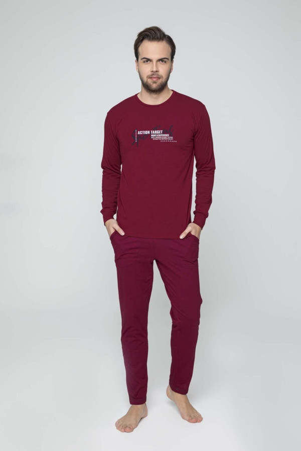 Modal Kumaş Aydoğan 3844 Bordo Renk Pijama Takımı - Uzun Kollu Erkek Pijama Takımı Modal Kumaş Aydoğan 3844 Bordo Renk Pijama Takımı - Uzun Kollu Erkek Pijama Takımı