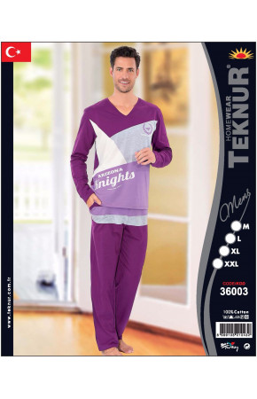 Teknur Baskılı ve Renkli Erkek Pijama Takımı %100 Pamuklu 36003 Teknur Baskılı ve Renkli Erkek Pijama Takımı %100 Pamuklu 36003