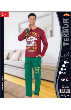 Teknur Baskılı ve Renkli Erkek Pijama Takımı %100 Pamuklu 36014 Teknur Baskılı ve Renkli Erkek Pijama Takımı %100 Pamuklu 36014