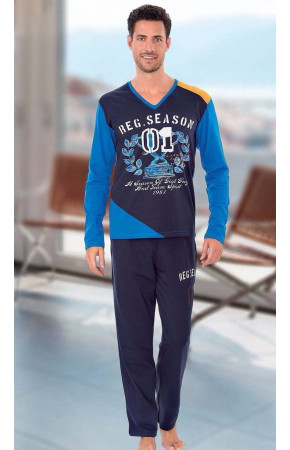 Teknur Baskılı ve Renkli Erkek Pijama Takımı %100 Pamuklu 36005 Teknur Baskılı ve Renkli Erkek Pijama Takımı %100 Pamuklu 36005