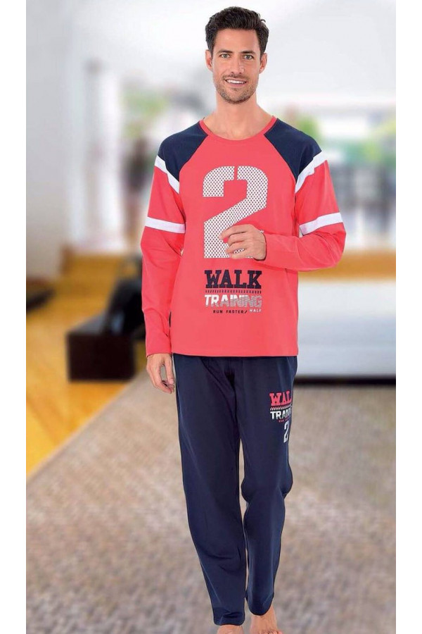 Teknur Baskılı ve Renkli Erkek Pijama Takımı %100 Pamuklu 36015