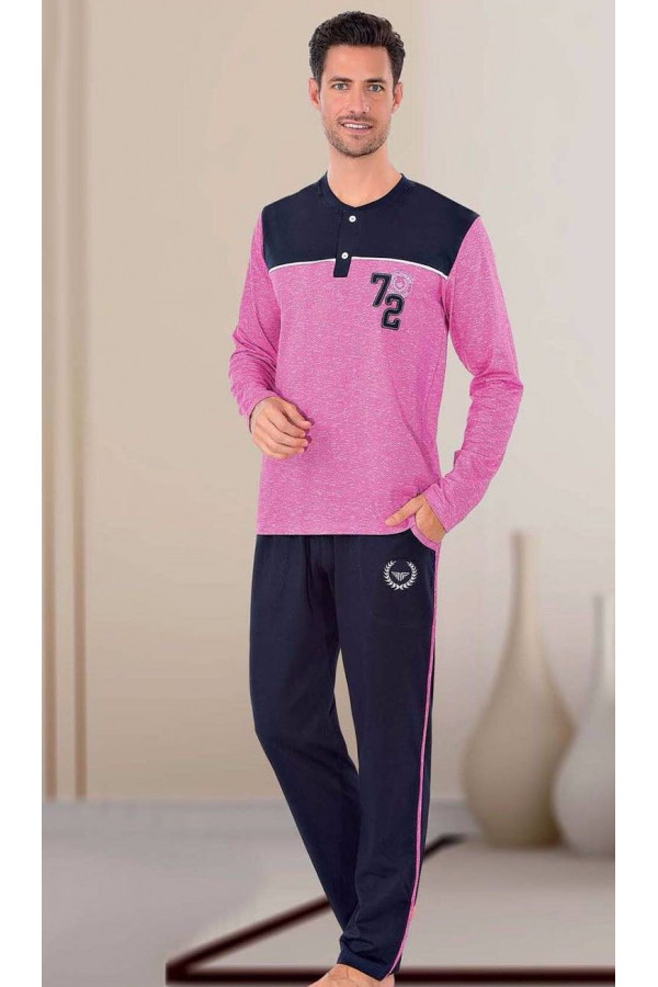 Teknur Baskılı ve Renkli Erkek Pijama Takımı %100 Pamuklu 36028 Teknur Baskılı ve Renkli Erkek Pijama Takımı %100 Pamuklu 36028