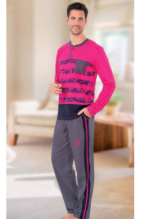 Teknur Baskılı ve Renkli Erkek Pijama Takımı %100 Pamuklu 36030 Teknur Baskılı ve Renkli Erkek Pijama Takımı %100 Pamuklu 36030
