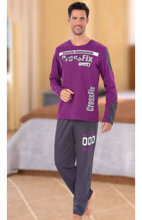 Teknur Baskılı ve Renkli Erkek Pijama Takımı %100 Pamuklu 36032 Teknur Baskılı ve Renkli Erkek Pijama Takımı %100 Pamuklu 36032