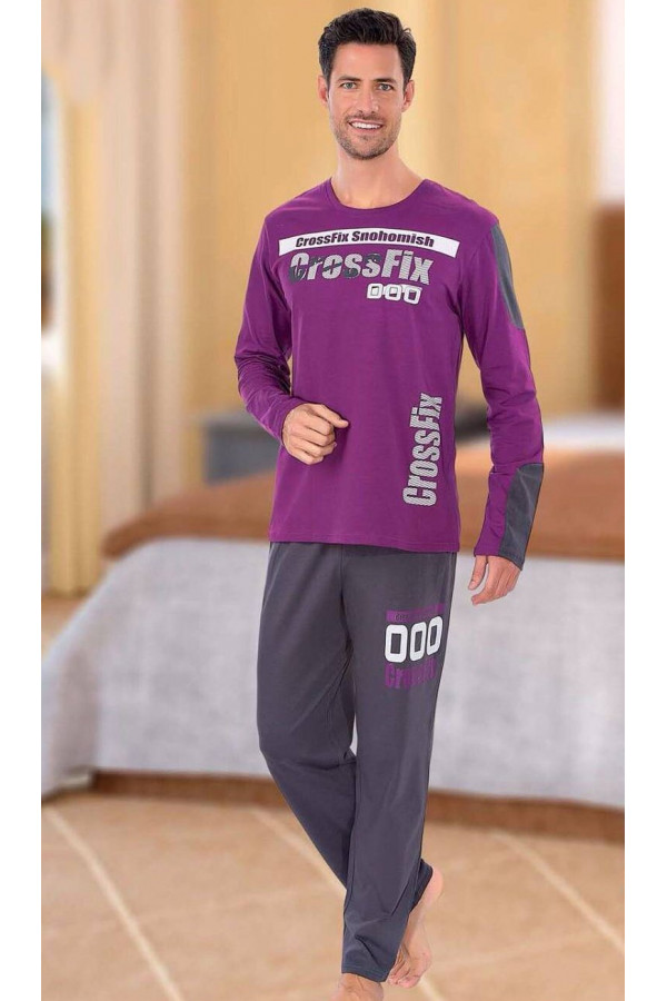 Teknur Baskılı ve Renkli Erkek Pijama Takımı %100 Pamuklu 36032 Teknur Baskılı ve Renkli Erkek Pijama Takımı %100 Pamuklu 36032