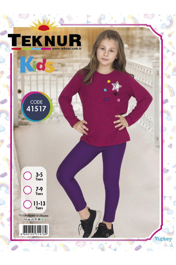 Teknur 41517 Uzun Kollu Kışlık Yumoş Kumaş Kız Çocuk Pijama Takımı Teknur 41517 Uzun Kollu Kışlık Yumoş Kumaş Kız Çocuk Pijama Takımı