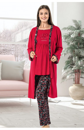 Erdeniz 3U350 Hamile Pijama Takımı - 3'lü Set Lohusa Pijaması