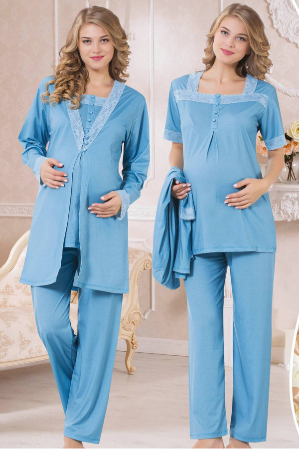 Kadın Sabahlıklı Lohusa Pijama Takımı Jenika 23239 3 lü Kadın Sabahlıklı Hamile Pijaması Kadın Sabahlıklı Lohusa Pijama Takımı Jenika 23239 3 lü Kadın Sabahlıklı Hamile Pijaması