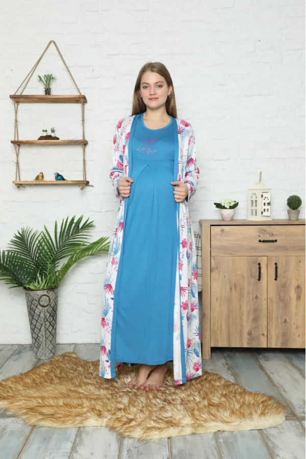 Kadın Kadın Sabahlıklı Lohusa Gecelik Takımı Tuba Pelin 1454 - 2 li Hamile Gecelik Takım Mavi ve Pembe Renk Seçenekli Kadın Kadın Sabahlıklı Lohusa Gecelik Takımı Tuba Pelin 1454 - 2 li Hamile Gecelik Takım Mavi ve Pembe Renk Seçenekli