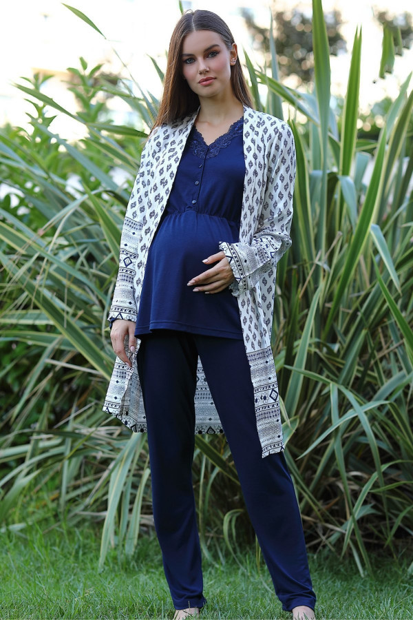 Kadın Sabahlıklı Lohusa Pijama Takımı Tuba 551 3lü Kadın Sabahlıklı Hamile Pijaması Kadın Sabahlıklı Lohusa Pijama Takımı Tuba 551 3lü Kadın Sabahlıklı Hamile Pijaması