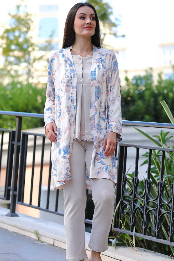 Kadın Sabahlıklı Lohusa Pijama Takımı Tuba 559 3lü Kadın Sabahlıklı Hamile Pijaması Kadın Sabahlıklı Lohusa Pijama Takımı Tuba 559 3lü Kadın Sabahlıklı Hamile Pijaması