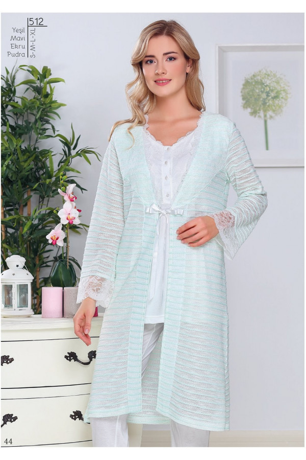 Tuba 512 Sabahlıklı 3lü Lohusa Hamile Pijama Takımı