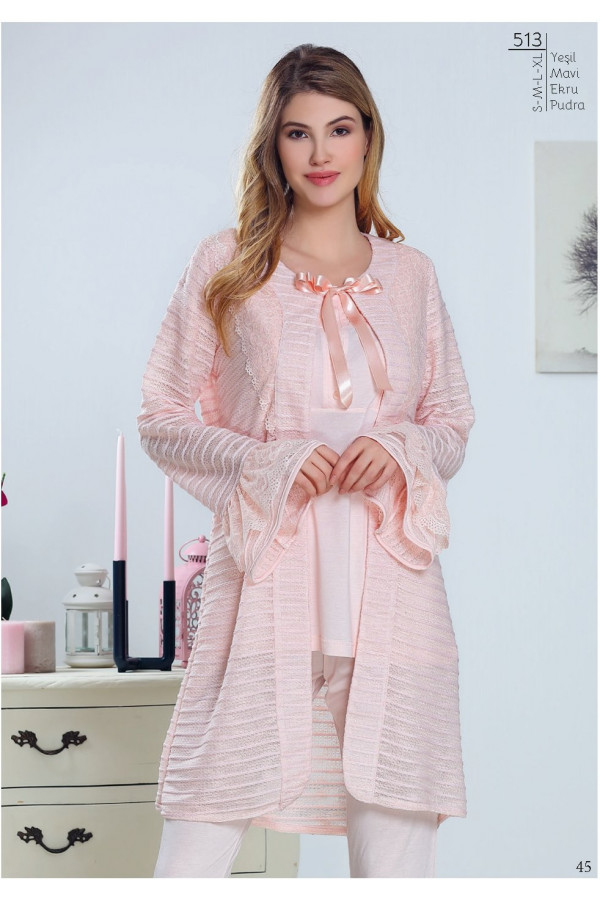 Tuba 513 Sabahlıklı 3lü Lohusa Hamile Pijama Takımı