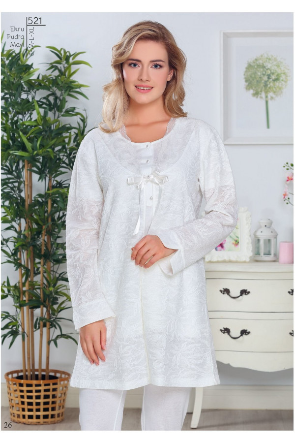Tuba 521 Sabahlıklı 3lü Pijama Takımı