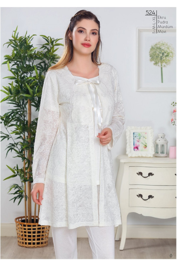 Tuba 524 Sabahlıklı 3lü Hamile Lohusa Pijama Takımı