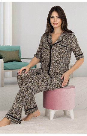 Kadın Lady 20002 3 Parça ve Düğmeli Kısa Kol Pijama Takımı