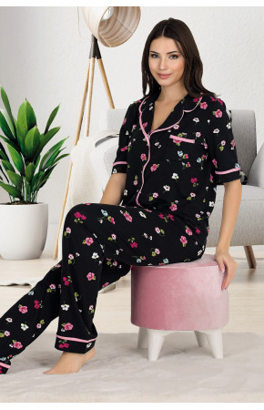 Kadın Lady 20003 3 Parça ve Düğmeli Kısa Kol Pijama Takımı