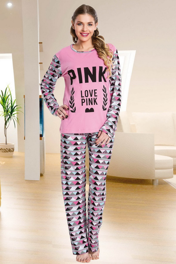 Lady 9231 Bayan Uzun Kollu Penye Pijama Takımı