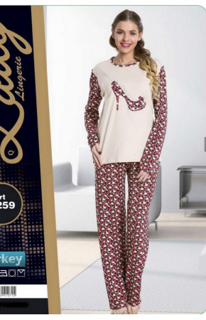 Lady 9259 Bayan Uzun Kollu Penye Pijama Takımı