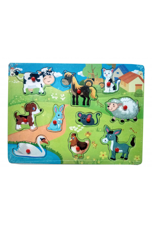 Çİftlik Hayvanları Ahşap Tutmalı Yapboz 10 Parça