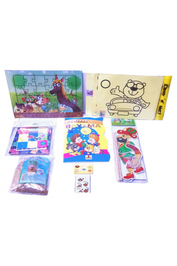Evde Kal Çocuk Aktivite Paketi 3, Puzzle - Origami, Kum Boyama