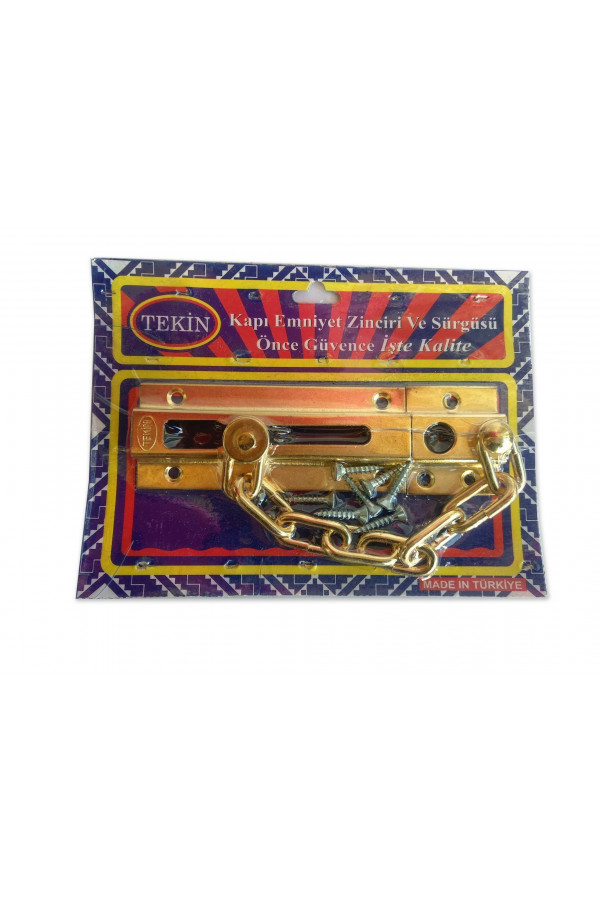 Kapı Emniyet Zinciri ve Sürgüsü Sarı ve Krom Renklerde Kapı Emniyet Zinciri ve Sürgüsü Sarı ve Krom Renklerde