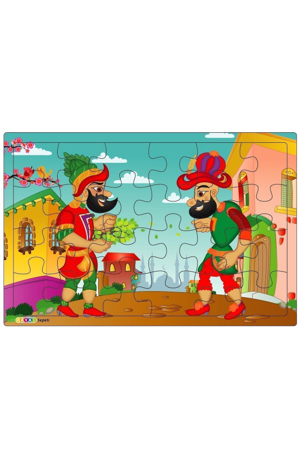 Karagöz ve Hacivat  3-9 Yaş Çocuklar için 24 Parçalı Ahşap Puzzle Yapboz Karagöz ve Hacivat  3-9 Yaş Çocuklar için 24 Parçalı Ahşap Puzzle Yapboz