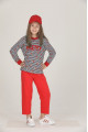 Kırmızı - Siyah Renkli Pamuklu İki İplik Hayal Sepeti TKNR 42011 Kız Çocuk Pijama Takımı