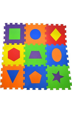 Eva Puzzle Geometrik Şekiller Oyun Yer Karosu 9 Parça Yer Halısı 33 cm x 33 cm