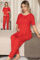 Kadın Kırmızı Lohusa Pijama Takımı Jenika 47202 - Jenika 2 li Kadın Hamile Pijaması
