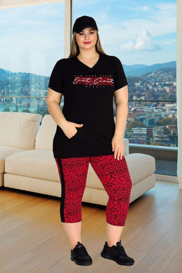 Lady 10546 Büyük Beden Kapri Pijama Takımı - Battal pijama Takımları